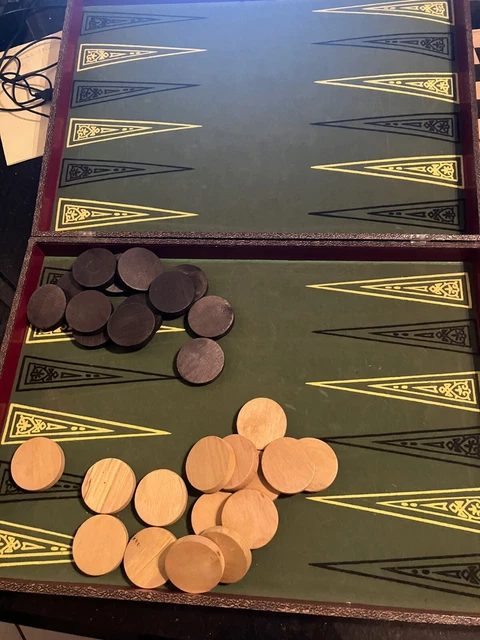 Jeu De Backgammon Et Dames Vintage 60's - Plateau En Bois, Bon état