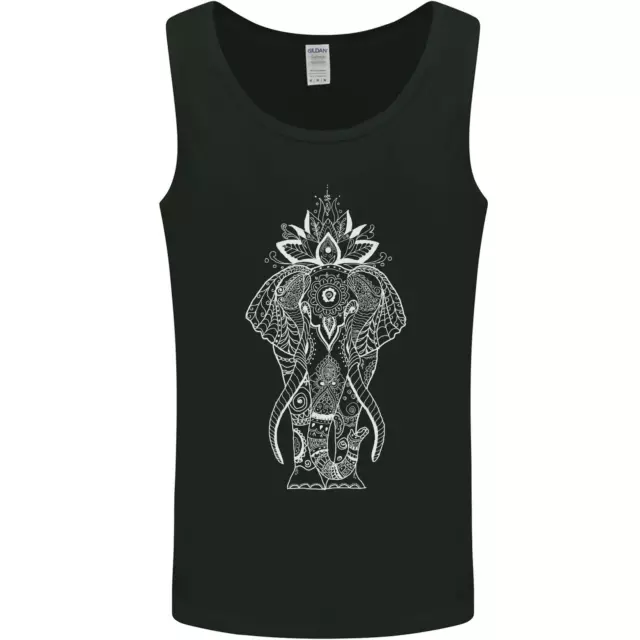 White Mandala Art Elephant Mens Vest Tank Top