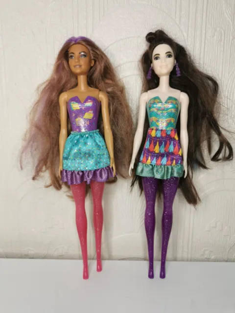 Barbie Colour Reveal Doll Bundle Pink And Purple Sparkly Shimmer Leg 2020 Mattel