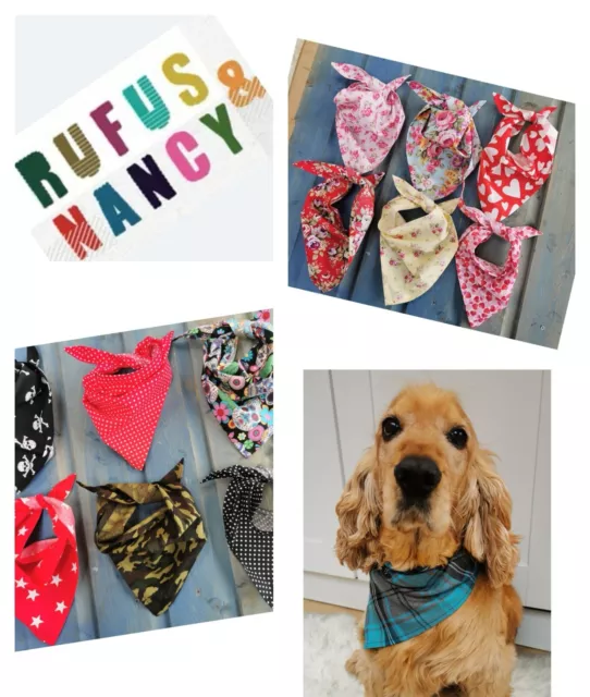 Handmade Tie On Dog Bandana Collar Neckerchief Scarf Gift Present