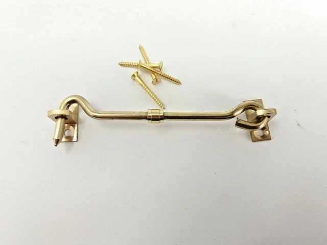 PACK OF 1 Brass 4" Cabin Hook And Eye Gate Shed Patio Door Lock Holder CEN061