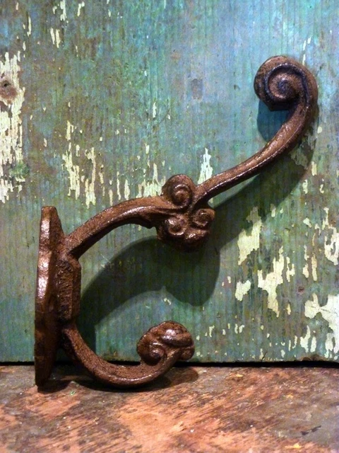Cast Iron Scroll Set/2 Coat Hat Bathroom Curtain Rod Wall Hook Garden Home Decor