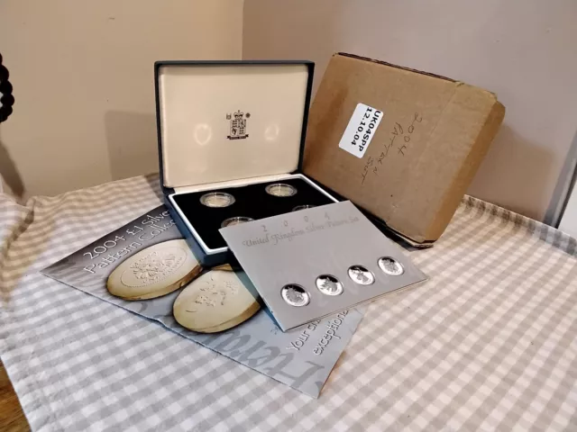 2004 Royal Mint Sterling Silver Proof £1 One Pound Pattern Set Heraldic Beasts