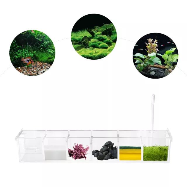 6 Grids External Hang On Filter Box Acrylic Clear Aquarium Fish Tank Container