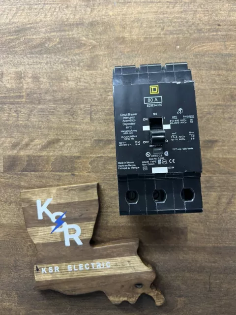 *NEW* Square D EDB34080 3pole 80amp 480v circuit breaker