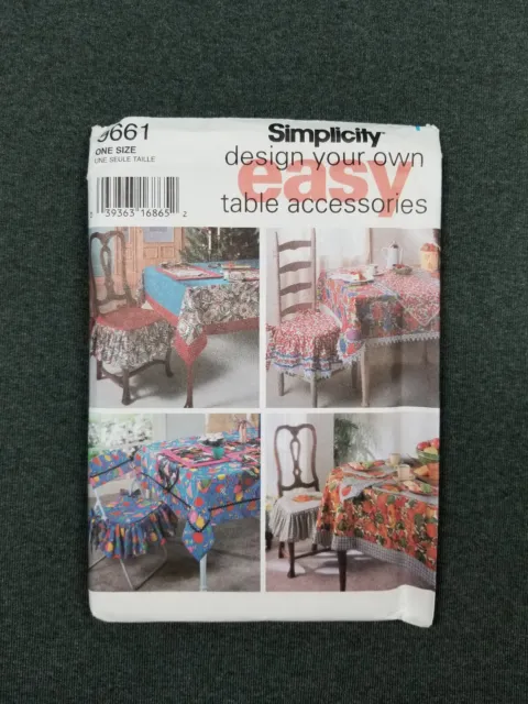 Simplicity Pattern #9661 ~ Accessories Tablecloth Place Mat Chair Covers ~ FF/UC