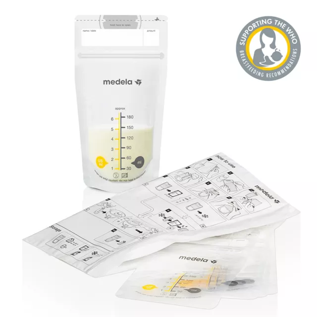 MEDELA 4x Muttermilchbeutel BPA-freie Muttermilch-Auffangbeutel 180ml 200 Stück 3