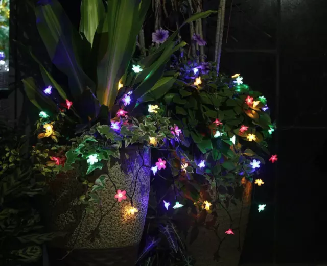 Décoration Éclairage fête de Noël Maison Jardin Lumières Solaire Fleurs 7M LED