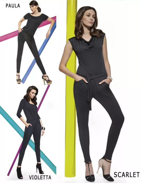Tuta Casual Top Pantaloni Leggings Completo Overall Maglia Salto Suit Stretch