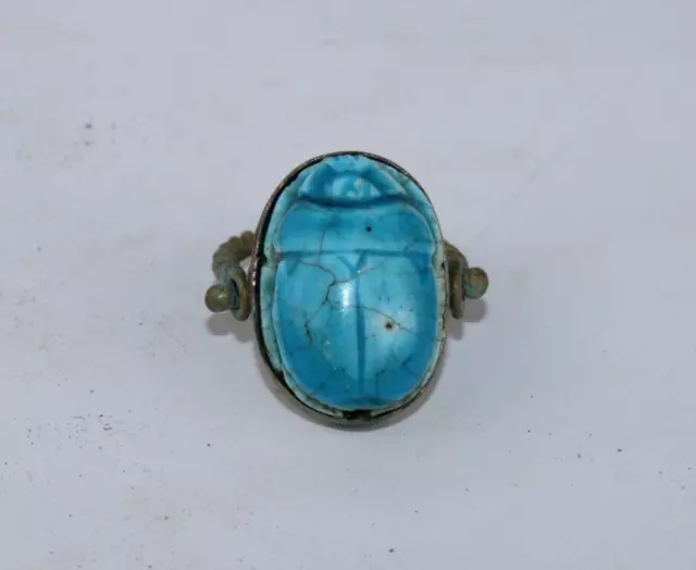 Rare Ancient Egyptian Pharaonic Kingdom Antique Ring Scarab (Nm)