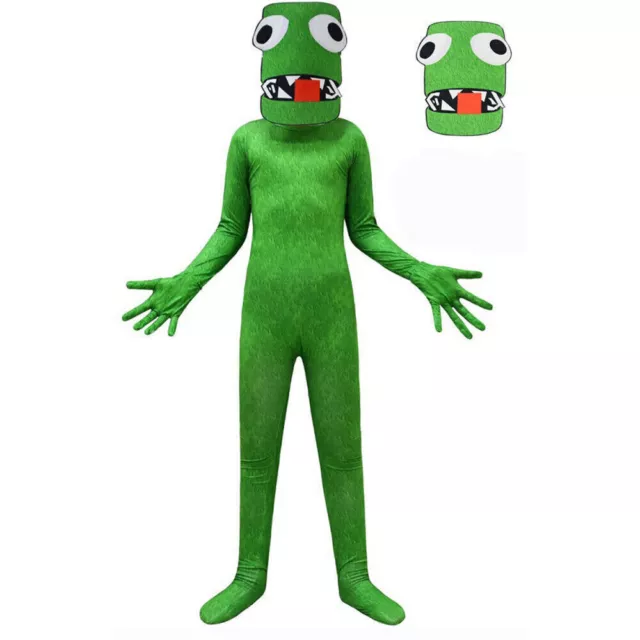 Rainbow Friends Green Halloween Costume Jumpsuit Mask Child Unisex Dress Up