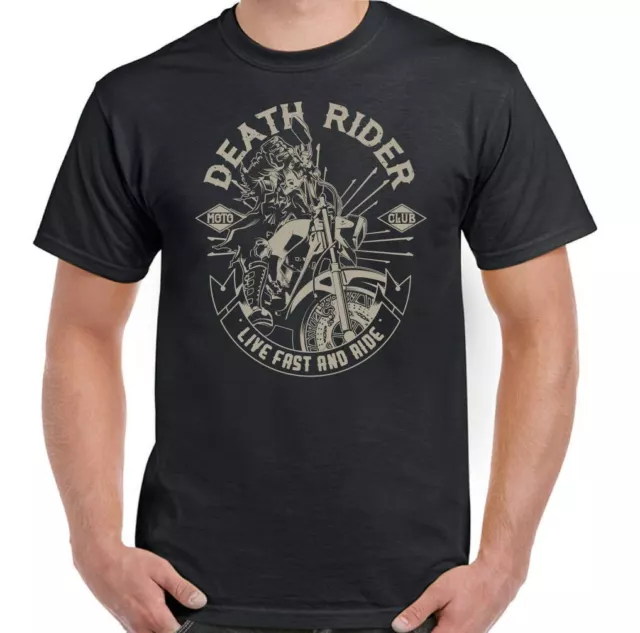 Biker T-Shirt Motorbike Motorcycle Bike Indian Cafe RacerDeath Rider Mens Funny