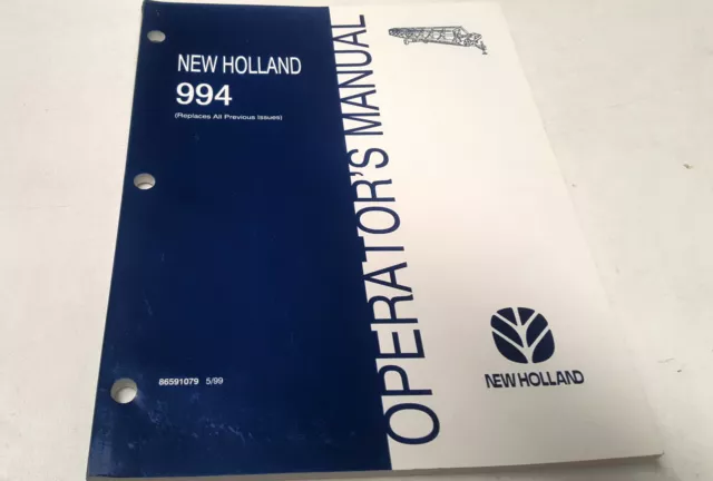 1999 NEW HOLLAND 994 HEADER   Operators  Manual