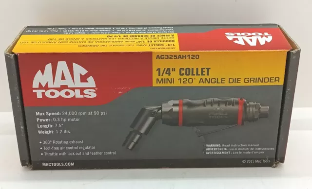 Mac Tools 1/4" Collet Mini 120 Degree Angle Die Air Grinder (AG325AH120) - NEW