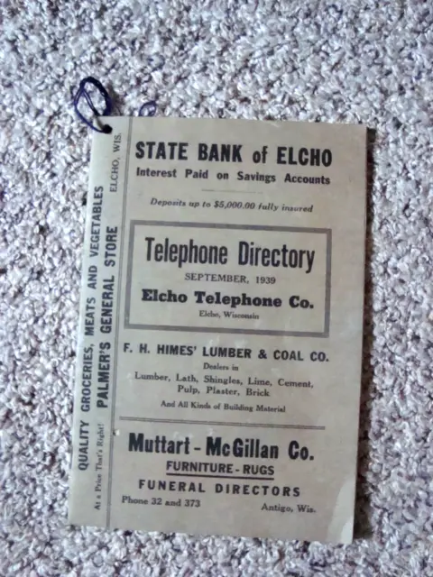 1939 Elcho Wi Telephone Directory/Elcho Wi Telephone Co