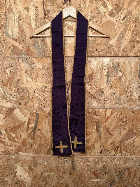 Sto Lino Bicolore Bianco E Viola Da Sacerdote