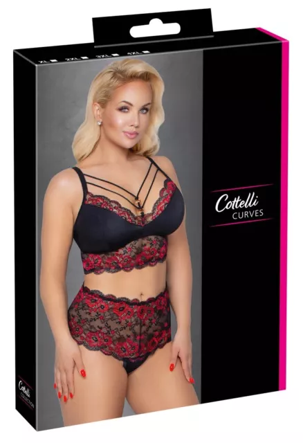 Cottelli Collection BH und Slip schwarz/rot XL - 4XL Hot Fashion Sexy Dessous