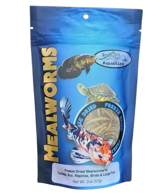Freeze Dried Mealworms - Food & Treat for Turtles, Cichlid, Koi, Reptiles, Birds