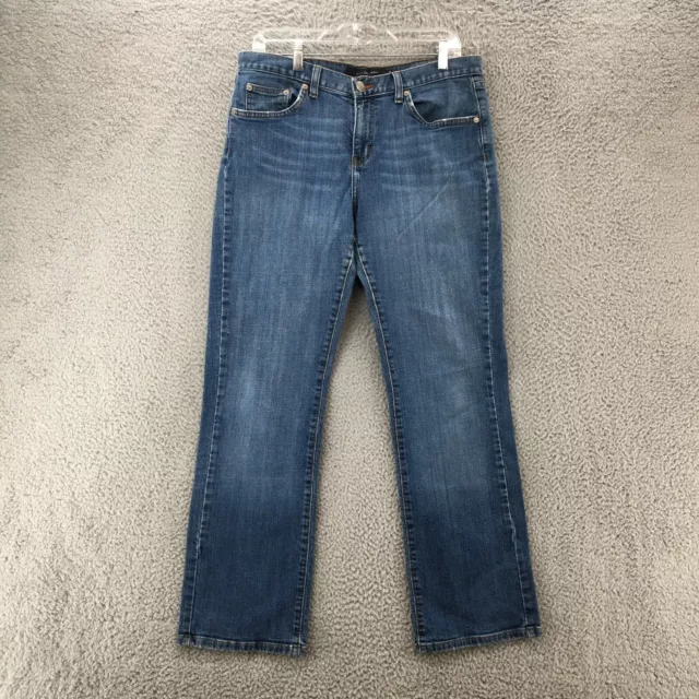 Calvin Klein Straight Jeans Womens 12 Blue Medium Wash Denim Mid Rise Zip Fly