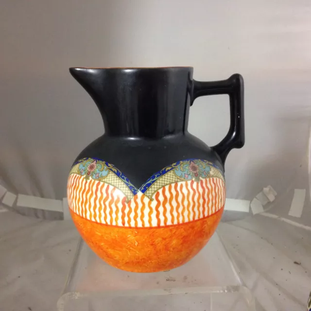 Vintage 1920s ERPHILA Art Pottery Spongeware Black and Orange