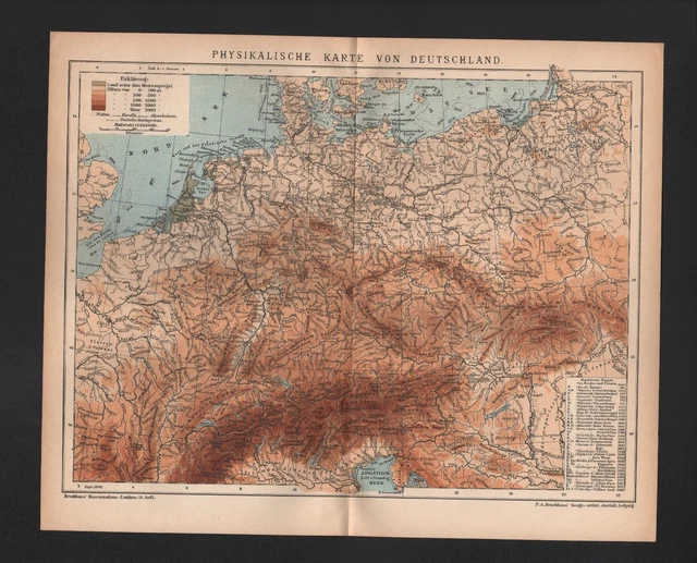 MAP MAP 1905 Physical map of Germany. £17.69 PicClick UK