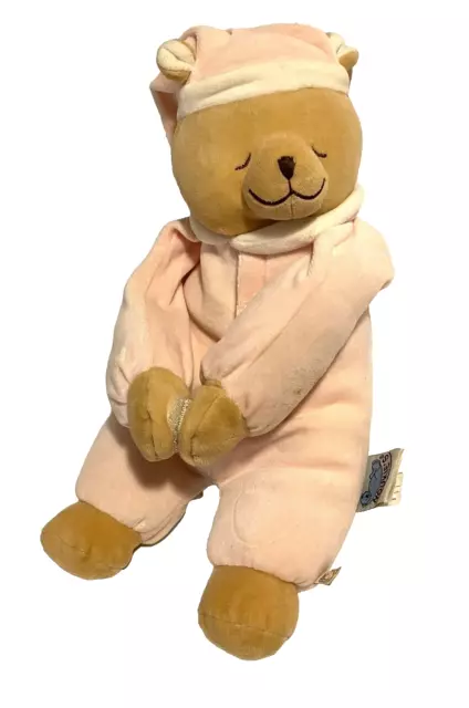 Noukie's 13" Tan Bear in Pink PJs Baby's Soothe A Sleep Box Music Heartbeat