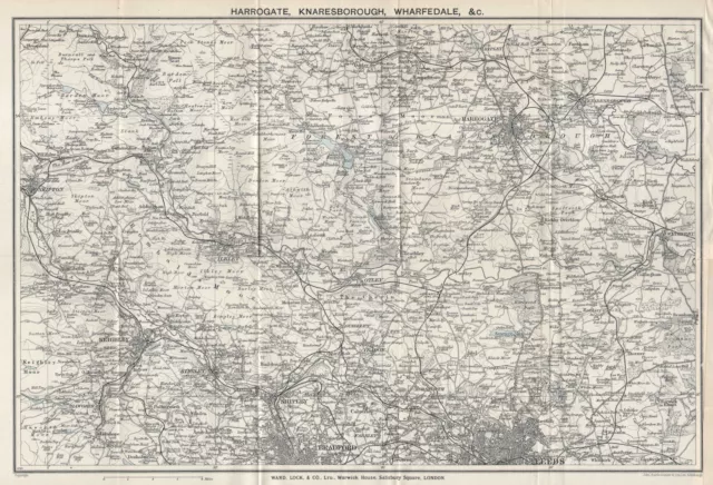 YORKSHIRE Harrogate Knaresborough Wharfedale Leeds Bradford. WARD LOCK 1939 map