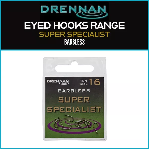 Drennan Eyed Hooks Range - Super Specialist Barbless | New - All Sizes