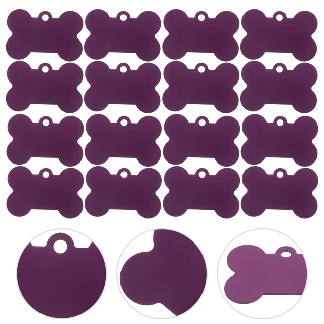 20 piezas de marcas de identificación personalizadas violeta para mascotas