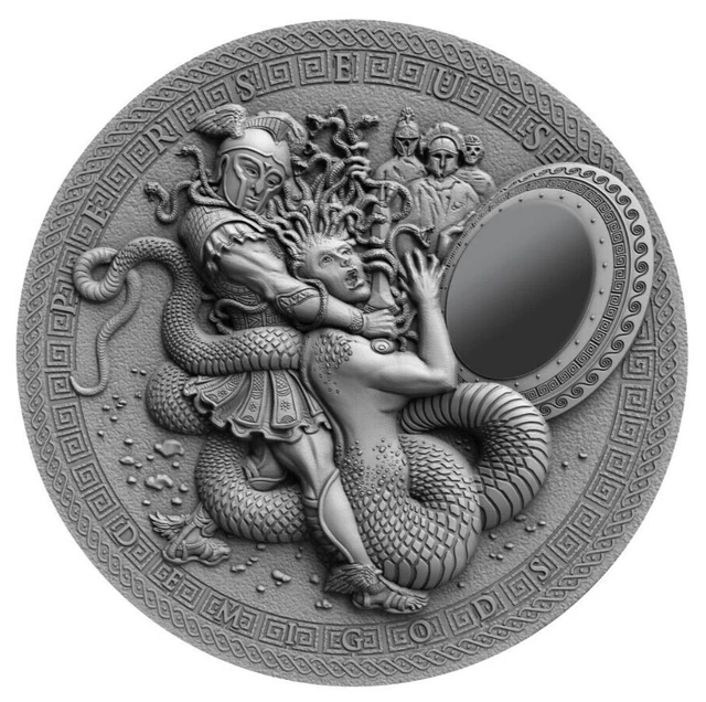 2$ - PERSEUS - Demigods - 2 Oz Silber Münze - 2018 Niue - Antik Finish