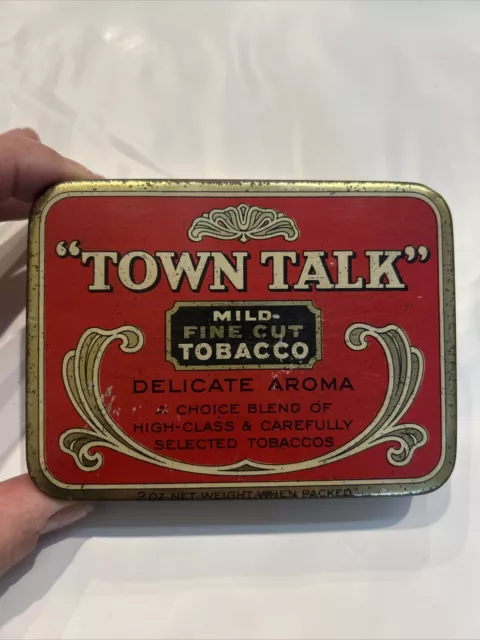 TOWN TALK Mild Fine Cut tobacco Red tin Australia 2 OZ