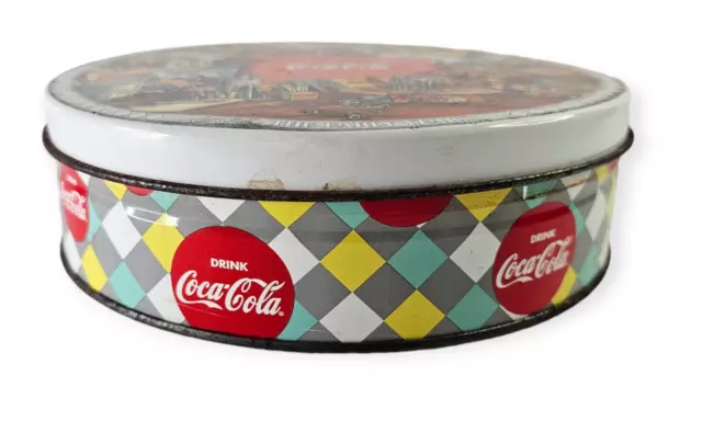 COCA-COLA Tin Box With Lid Vintage 1998 The Early Years Round Pop 6.5" Coke 2