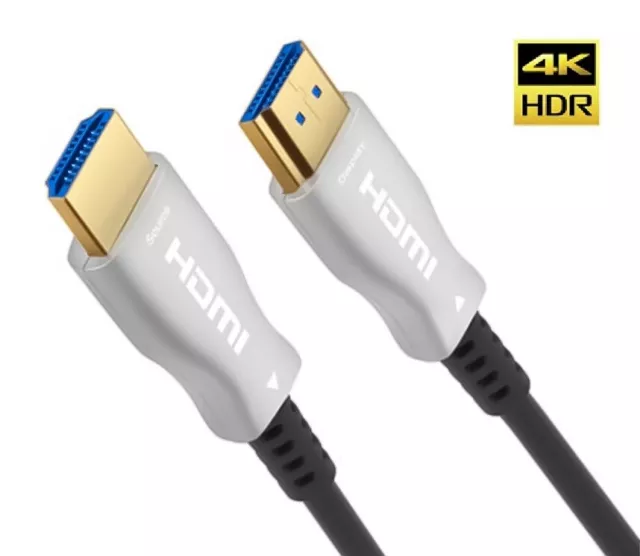 30 ft HDMI AOC Cable - Fiber Optic HDTV Gold Plated - 4K 60 Hz ARC HDR HDCP2.2