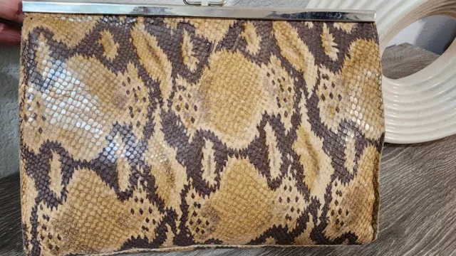 Neiman Marcus snakeskin clutch in animal print style. In excellent pre-owned... 2