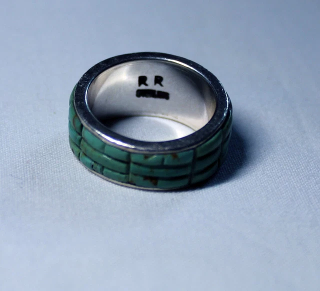 Ancienne Bague En Argent Massif 925, Style Jonc Alliance Navajo - Taille 59, Occasion - Créateur Non Signé