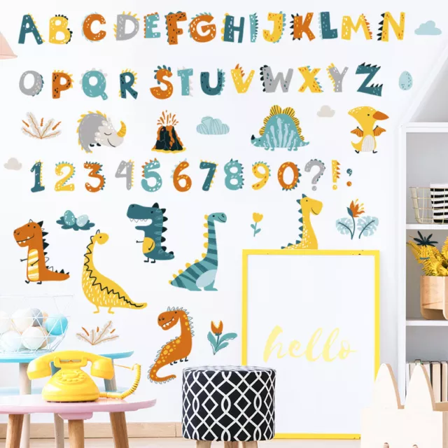 Dinosaur CARTOON ALPHABET WALL STICKERS KIDS ROOM NURSERY DECAL KIDS EDUCATIONAL