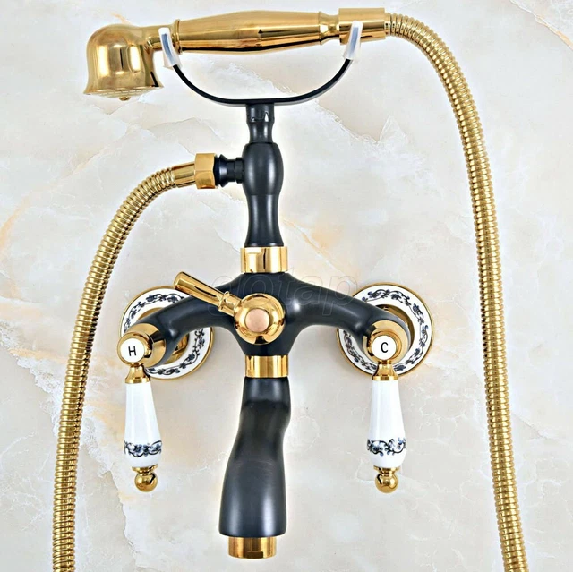 Black Gold Brass Bathroom Claw foot Tub Faucet / Filler With Hand Shower Gna441