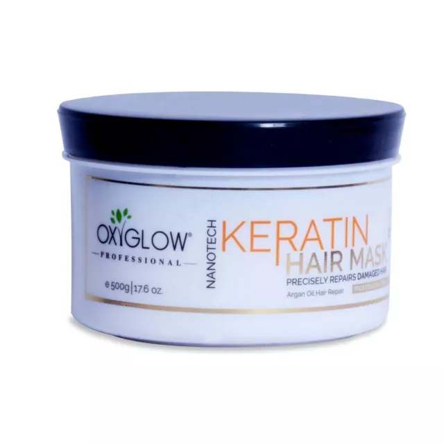 Masque capillaire à la kératine Oxyglow pour cheveux secs et abîmés 500 g