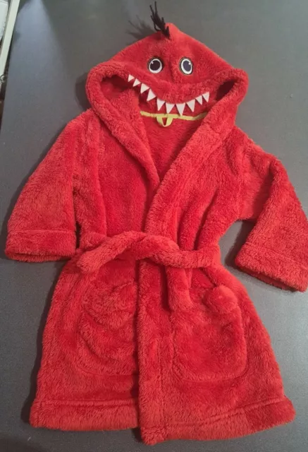 M&S red dragon fur dressing gown. 2-3 years. Worn a few times. Great condition