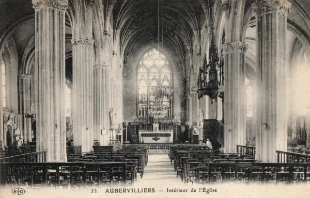 *12539 cpa Aubervilliers - intérieur de l'Eglise