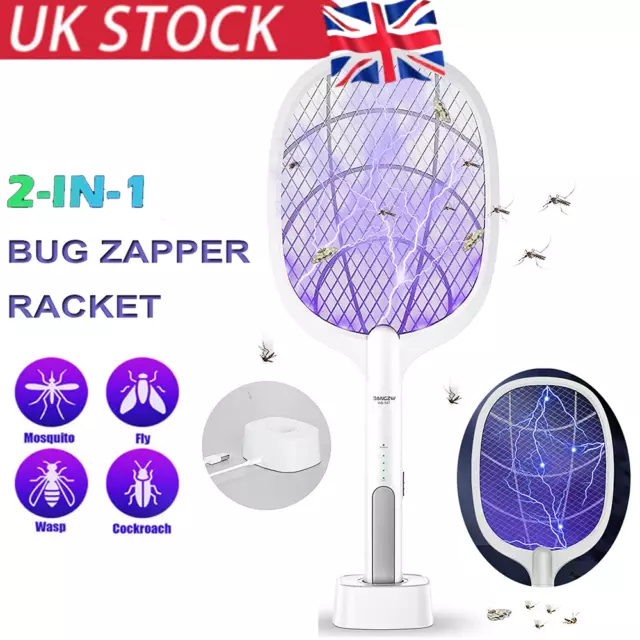 Electric Zapper Bug Fly Swatter Mosquito Insect Killer Wasp Trap Swat Racket Bat