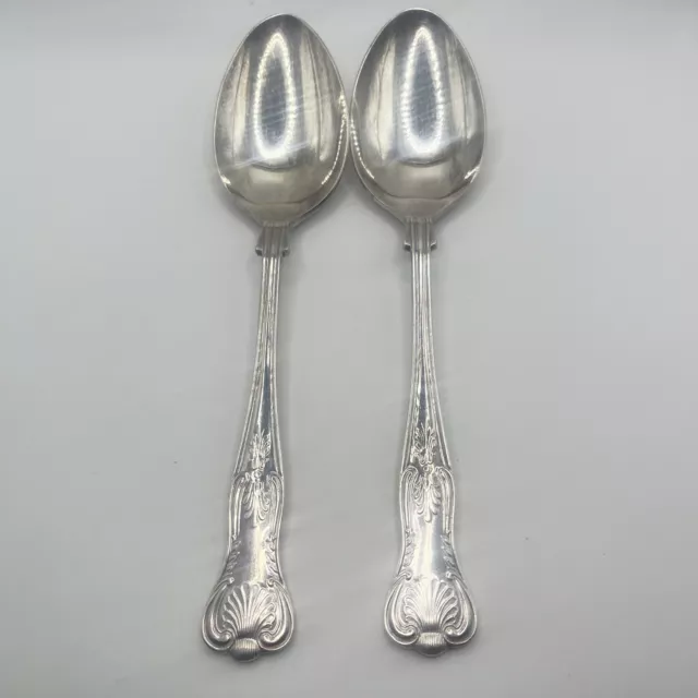 Pair Vintage Silver Plated Serving or Salad Spoons Kings Pattern Falstaff