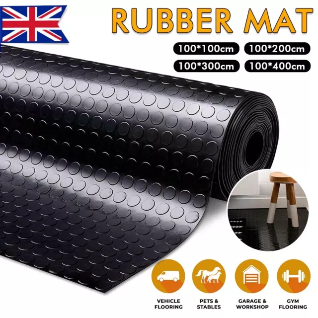 3MM Rubber Flooring Matting Heavy Duty Black Mat Anti Slip Garage COIN