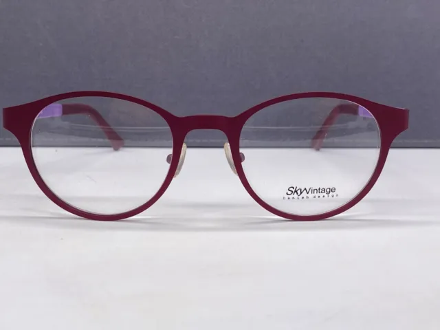 Sky Vintage Brille Damen Rund Rot Matt  panto Dänisch Design 752  NP 238 €