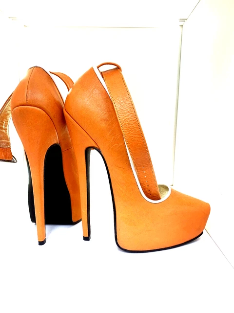 20 cm 42 43 Corail Orange leather sandals pumps pumps sky high heel