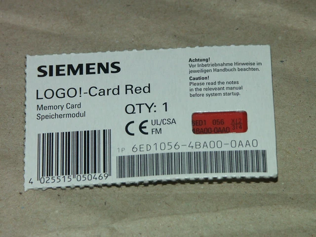 Siemens LOGO!-Card Red 6ED1056-4BA00-0AA0 Memory Card -unused-