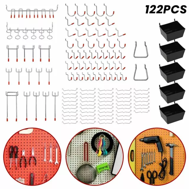 122er Lochwandhaken Set Metall Haken für Lochwand Hakensortiment Hakenset Neu