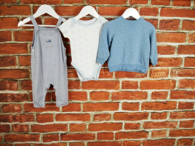 Baby Boy Bundle Age 9-12 Months M&S H&M Dungarees Romper Vest Sweater Set 80Cm