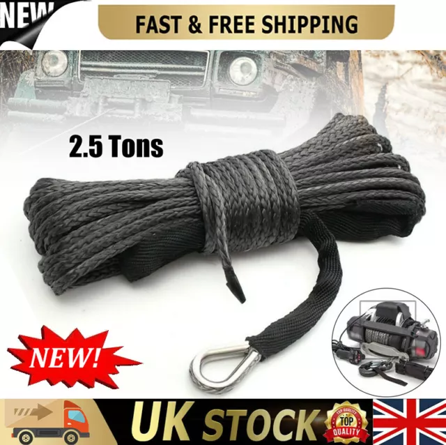 Synthetic Winch Ropes 2500kg Soft Shackle Towing Straps Recovery Rope 4.8mm*15M#