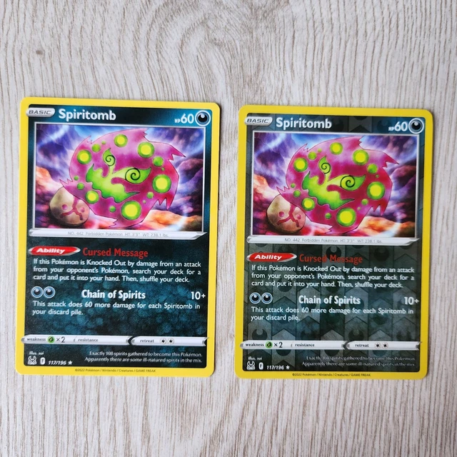 Pokemon TCG Lost Origin Spiritomb 117 rare reverse holo cards
